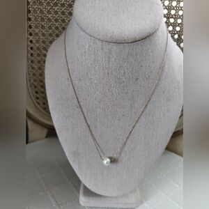 14k Gold Floating Pearl Pendant Necklace